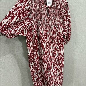 Chic Long Sleeve Red and White Dress